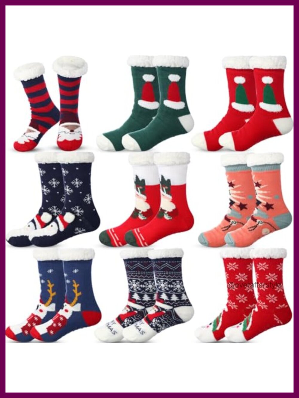 Fuzzy Slipper Socks Non Skid Polyester Acrylic Winter Warm 9 Pairs